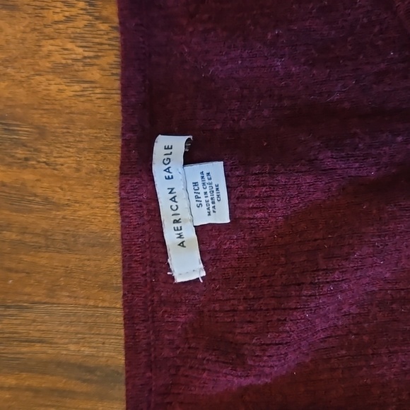American Eagle Maroon Knit Long Sleeve Cotton Blend Top - Picture 7 of 7